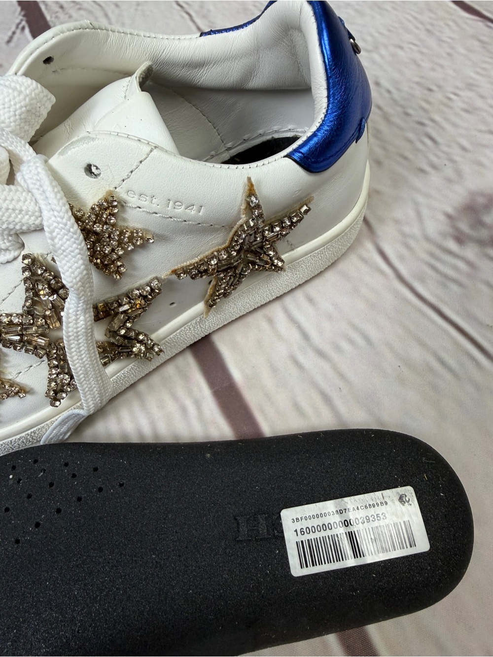 COACH white sneakers with embellished gold stars, size 6 - Picture 9 of 12